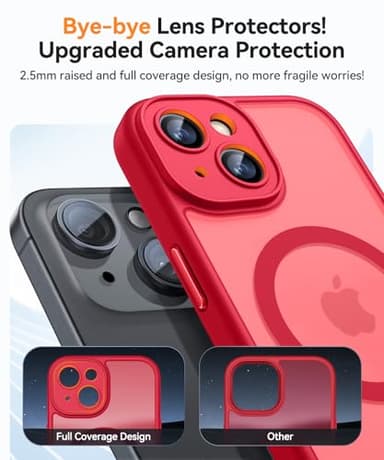 CANSHN Magnetic for iPhone 14 Plus Case, Upgraded [Full Camera Protection] [Compatible with Magsafe] [Translucent Matte] Shockproof Protective Phone Case for iPhone 14 Plus 6.7" - Red - Image 2