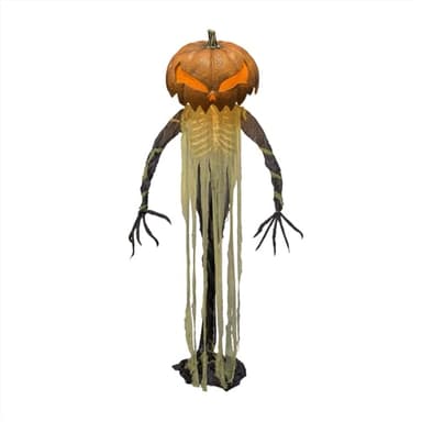 Haunted Hill Farm Pumpkin Sentinel by Tekky, Battery-Operated, Motion and Sound Activated Animatronic with Sound Effects and Lights for Indoor or Covered Outdoor Creepy Halloween Decoration - Image 9
