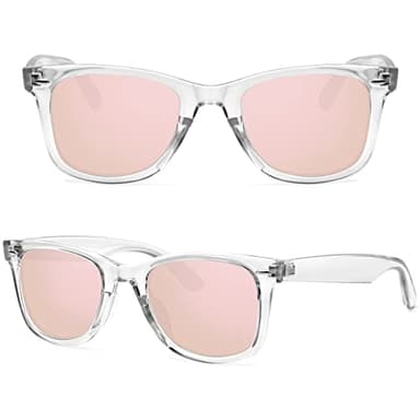 MEETSUN Polarized Sunglasses for Women Classic Retro Square Driving Ladies Sun Glasses UV Protection Clear Pink Mirrored - Image 3