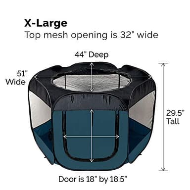Furhaven Portable Dog Playpen Cat Tent, Pet playground/kennel foldable indoor outdoor zippered puppy crate - Sailor Blue, Extra Large - Image 2