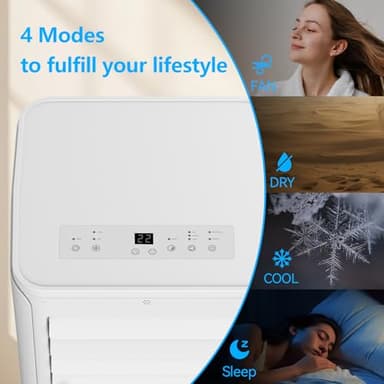 Cooblus Portable Air Conditioners up to 550 Sq.Ft,12000BTU Portable Ac with Remote Control,Air Conditioner for Rooms,Bedroom,living room,Sun room,Garage White - Image 3