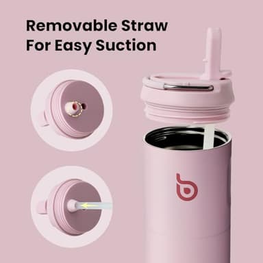 BOTTLE BOTTLE Insulated Water Bottle 24oz with Straw Lid and Handle for Sports Travel Gym Stainless Steel Water Bottles Double-Wall Vacuum Metal Leak Proof BPA-Free (Light Pink) - Image 5