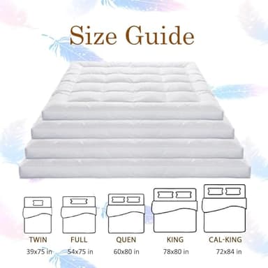 WhatsBedding Duck Feather Bed Mattress Topper, 100% Cotton Memory Foam Mattress Topper, 2500GSM Overfilled Pillow Top, Hotel Collection - Image 6