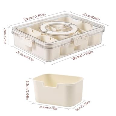 Bandesun Divided Serving Tray with Lid and Handle - Snackle Box Charcuterie Container for Portable Snack Platters - Clear Organizer for Candy, Fruits, Nuts, Snacks - Perfect for Party, Entertaining - Image 2
