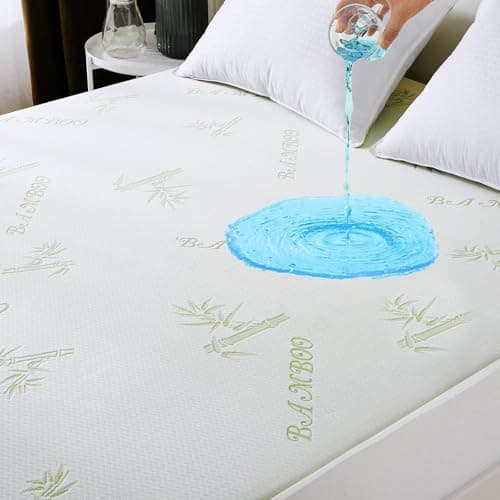 MUXHOMO Premium 100% Waterproof Queen Size Mattress Protector, Breathable Mattress Cover Queen Size Bed, Cooling 3D Air Fabric Bed Pad Cover, Deep Pocket 8"-21" - Image 1