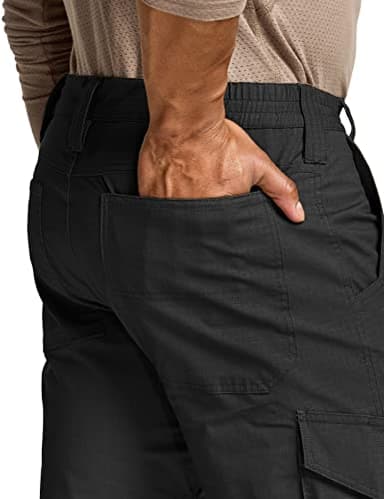 CQR Men's Flex Ripstop Tactical Pants, Water Resistant Stretch Cargo Pants, Lightweight EDC Hiking Work Pants, Dura Flex Mag Pocket Black, 32W x 34L - Image 7