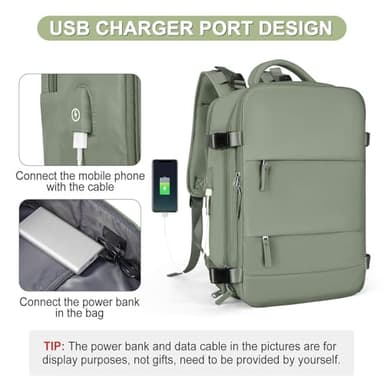Travel Backpack For Women Men Airline Approved Carry On Backpack Flight Approved Waterproof Sports Luggage Backpack Casual Daypack Small Hiking Backpack Grey Green - Image 7