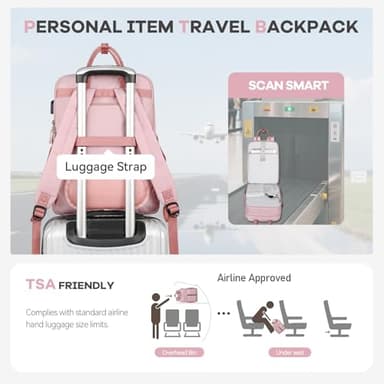 Mancro College Backpack for Women, 15.6 Inch TSA Laptop Bookbag with USB Charging Port and Wet Pocket, Large Capacity Travel Backpacks Casual Daypack, Pink - Image 6