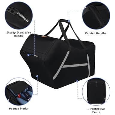 Infant Car Seat Travel Bag for Airplane Compatible with All Nuna Pipa Car Seat and Base,Chicco KeyFit 30 and Base, Padded Car Seat Bags for Air Travel,Car Seat Gate Check Bag with Side Pocket, Black - Image 2