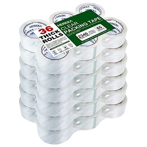 HERKKA Clear Packing Tape, 36 Rolls Heavy Duty Packaging Tape for Shipping Packaging Moving Sealing, Thicker Clear Packing Tape, 1.88 inches Wide, 65 Yards Per Roll, 2340 Total Yards - Image 1