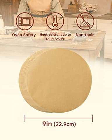 Katbite 200Pcs 9 Inch Parchment Paper Rounds, Unbleached & Non-stick, Precut Parchment Circles for Cheesecake Spring Pans, Storage/Freezing Hamburger Patties - Image 2