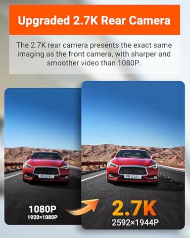 Vantrue E2 Dash Cam Front and Rear, 2.7K Upgrade Rear Cam, Dual STARVIS, 2.7K + 2.7K Dash Camera for Cars, Voice Control, WiFi, GPS, Night Vision, 24H Parking Mode, G-Sensor, 2.45" IPS, Support 512GB - Image 3