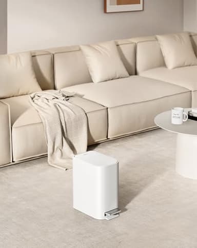 Cesun Small Bathroom Trash Can with Lid Soft Close, Step Pedal, 5 Liter / 1.3 Gallon Stainless Steel Garbage Can with Removable Inner Bucket, Waste Basket for Bathroom, Bedroom (White) - Image 8