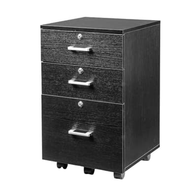 VINGLI 3-Drawer File Cabinet with Lock, Wood Rolling Filing Cabinets for Home Office, Mobile Printer Stand, Under Desk File Organizer for Letter Sized Files, 26" H(Caster Included), Black - Image 8