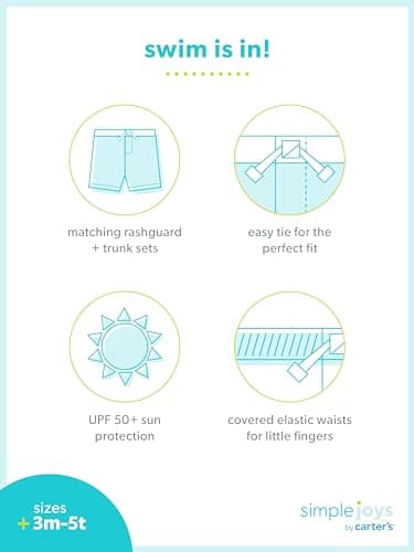 Simple Joys by Carter's Baby and Toddler Boys' 2-Piece Swimsuit Trunk and Rashguard - Image 6