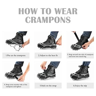 Crampons Ice Cleats Traction Snow Grips for Boots Shoes Women Men Anti Slip 19 Stainless Steel Spikes Safe Protect for Hiking Fishing Walking Climbing Mountaineering - Image 6