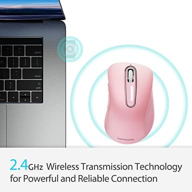 memzuoix 2.4G Wireless Mouse, 1400 DPI Mobile Optical Cordless Mouse with USB Receiver, Portable Computer Mice for Laptop, PC, Desktop, MacBook, 5 Buttons (Pink) - Image 4