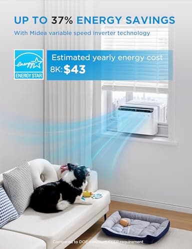 Midea 8,000 BTU U Shaped Smart Inverter Window Air Conditioner - Cools 350 Sq Ft, Ultra Quiet with Open Window Flexibility - Alexa/Google Assistant Compatible - 37% Energy Savings, Remote (Updated) - Image 5