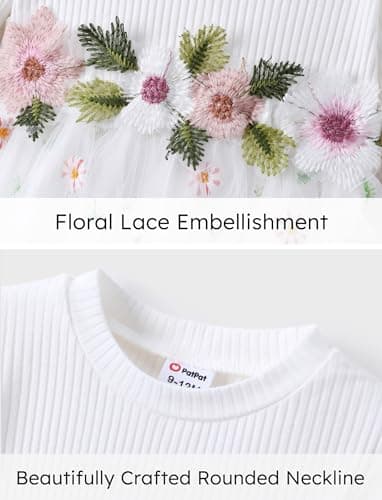 PATPAT Baby Girl's Long Sleeve Tutu Party Birthday Tulle Dress Formal Fancy Flower Princess Dresses - Image 4