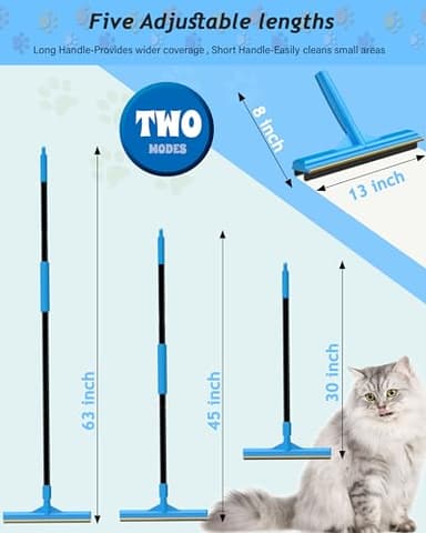 Carpet Rake for Pet Hair Removal,Adjustable Handle Carpet Rake Cat Dog Hair Remover,Reusable Carpet Scraper Dog Cat Deep Hair Cleaner Remover Tool for Rugs, Mats, Couch, Furniture (57'' Extra Large) - Image 4