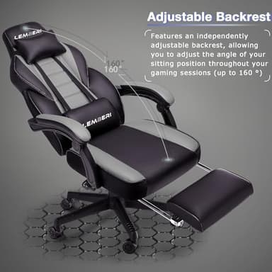 LEMBERI Gaming Chairs with Footrest,Ergonomic Video Game Chairs for Adults,Big and Tall Chair 400lb Weight Capacity, Racing Style Computer Gamer Chair with Headrest and Lumbar Support - Image 4