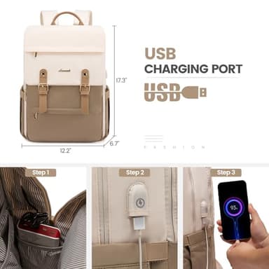 LOVEVOOK Laptop Backpack for Women Vintage Travel Backpack Purse Airline Approved 15.6 Inch Large Computer Backpack Fashion Teacher Nurse Bag for Work Business College - Image 5