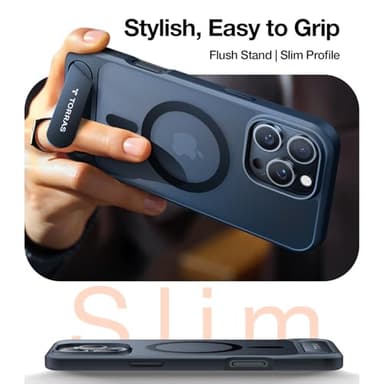 TORRAS for iPhone 16 Pro Max Case Translucent Black | Strong Magnetic & Seamless Stand, Fit for MagSafe, Military-Grade Drop Protection, Sturdy Adjustable Built-in Kickstand, Slim Matte Finish - Image 6