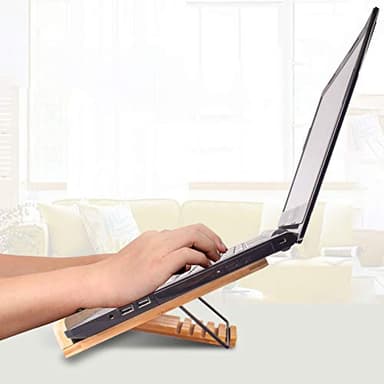 wishacc Bamboo Book Stand Cookbook Holder with 5 Adjustable Height 13.2 x 9.2 - Image 9