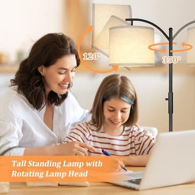 ROTTOGOON Dimmable Floor Lamp, Arc Floor Lamps for Living Room, Stepless Dimming Modern Standing Lamp with Linen Shade, Tall Lamp for Bedroom Office Dining Room- Black - Image 6