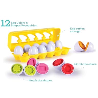 Nothing But Fun Toys Shape Sorter Eggs 12 Piece playset Designed for Children Ages 12+ Months,Multi - Image 3