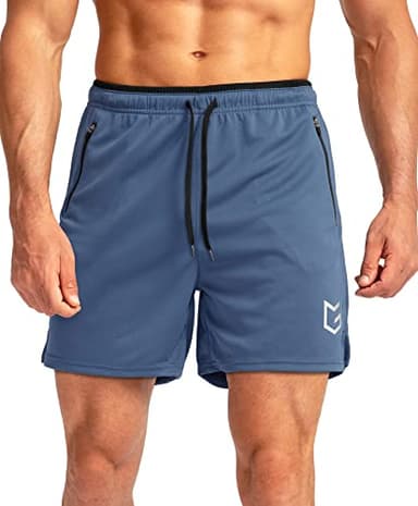 G Gradual Men's Running Shorts with Zipper Pockets Quick Dry Gym Athletic Workout 5" Shorts for Men (Dusty Blue, Small) - Image 2