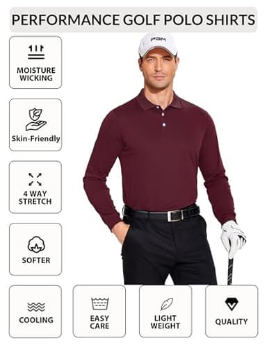 PINSPARK 4 Pack Men's Long Sleeve Golf Shirts Breathable Casual Collared Polo Lightweight Quick Dry Tactical Outdoor Shirts - Image 4