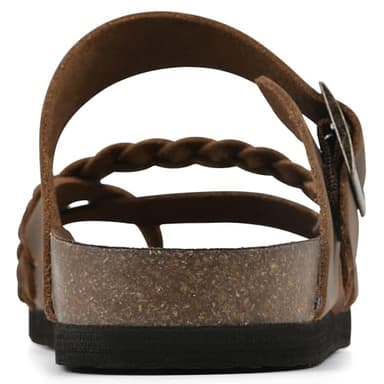 WHITE MOUNTAIN Women's Hazy Signature Comfort Molded Braided Strappy Footbed Sandal, Whiskey/Leather, 12 M - Image 5