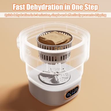 Mini Portable Washing Machine,Portable Washer 16L,Small Washing Machine for Apartments,Travel and RV,Folding Portable Clothes Washing Machines for Underwear and Baby Clothes (White) - Image 6