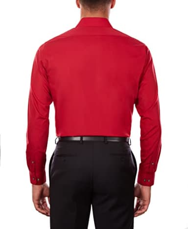 Van Heusen Men's Dress Shirt Regular Fit Poplin Solid, Flame, 17.5" Neck 34"-35" Sleeve - Image 2
