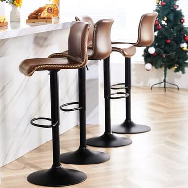 HeuGah Swivel Bar Stools Set of 4, Counter Height Bar Stools with Back, Adjustable Bar Stools 24" to 32", Brown Faux Leather Bar Chairs for Kitchen Island (Brown, Set of 4 (24'' to 32'')) - Image 6
