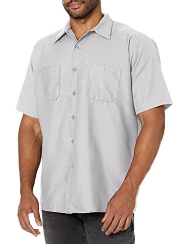 Red Kap Men's Standard Industrial Work Shirt, Regular Fit, Short Sleeve, Silver Grey, X-Large - Image 1