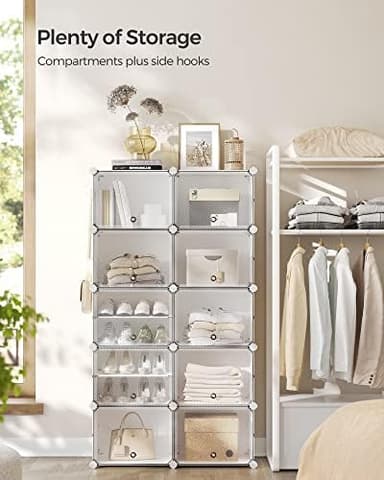 SONGMICS Shoe Rack Organizer, 10-Tier Shoe Storage Cabinet for Closet and Entryway, Holds 40 Pairs of Shoes, Adjustable, Cloud White and Trasparent ULPC035W01 - Image 5