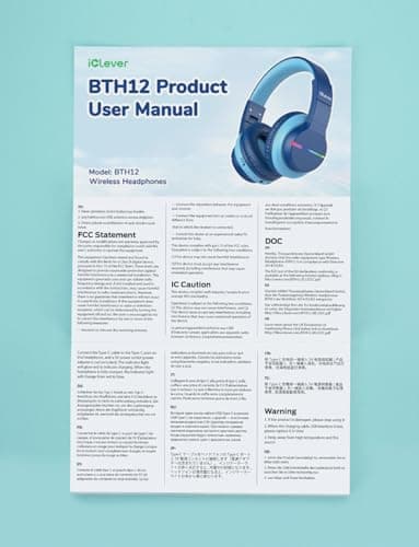 iClever BTH12 Kids Bluetooth Headphones,Colorful LED Lights Kids Headphones Wireless,74/85dBA Safe Volume,85H Playtime,Fast Charging,Bluetooth 5.2,Over Ear,Built-in Mic for iPad/Tablet/Airplane,Blue - Image 14