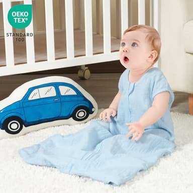 david's kids Muslin Cotton Baby Sleep Sack 18-24 Months, 2 Pack 100% Cotton Sleeping Bag for Summer, TOG 0.5 Baby Wearable Blankets with 2-Way Zipper, Soft Sleep Sacks for Newborn Infant, Grey & Blue - Image 6