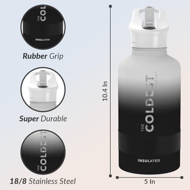 Coldest Insulated Water Bottle with Straw Lid - Stainless Steel Metal Thermos for Men & Women (Hyperspace White, 64 oz) - Image 5