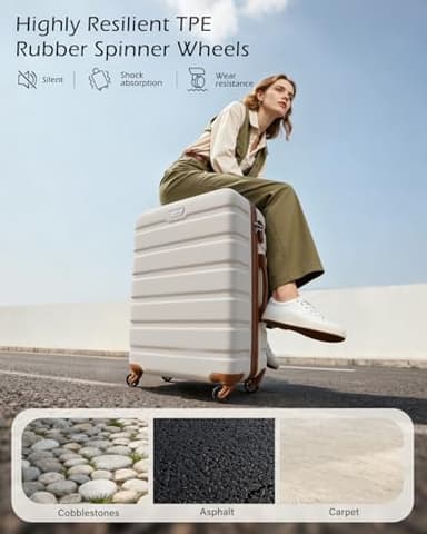 Coolife Luggage 3 Piece Set Suitcase Spinner Hardshell Lightweight TSA Lock (apricot white, 3 piece set(20in24in28in)) - Image 2