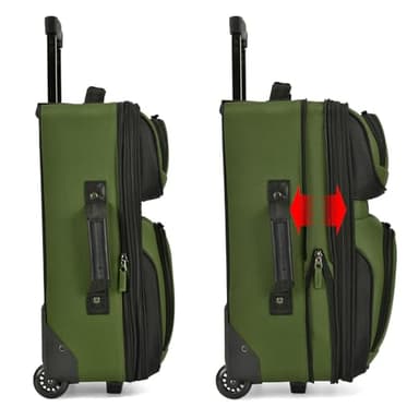 U.S. Traveler Lightweight Rolling 20" Carry On Luggage Softside Suitcase, Green, 2-Wheel Single - Image 3