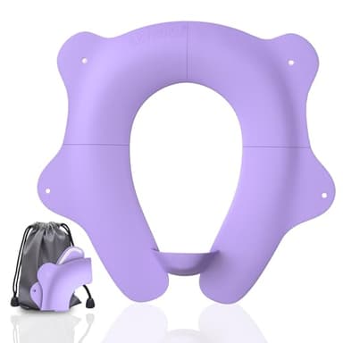 SKYROKU Foldable Kids Toilet Seat – Portable & Anti-Slip Travel Potty Training Seat for Toddlers, DIY Stickers, Storage Bag, Easy Clean & Compact for Home, Daycare, Grandparents House (Ages 2-6) - Image 1
