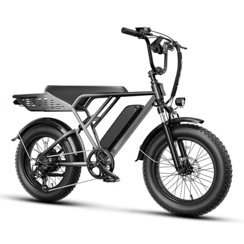 Jasion RetroVolt Electric Bike, 1500W Peak Motor up to 30MPH, 624WH Removable Battery, 70Miles Max Range (PAS1), Full Suspension, 20'' Fat Tire All Terrain Retro Style Electric Bike for Adults - Image 1