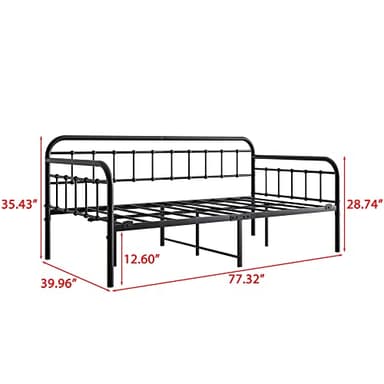 JURMERRY Metal Daybed Frame Twin Size with Steel Slats Platform Furniture,Black… - Image 2