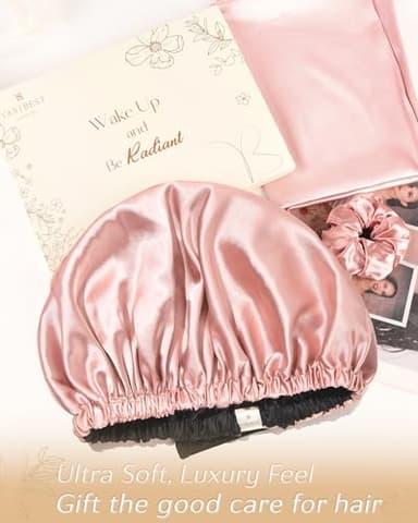 YANIBEST Adjustable Silk Bonnet Double Layer Satin Bonnet Hair Bonnet for Sleeping Bonnets for Women Hats Curly Natural Hair, Blush Pink - Image 6