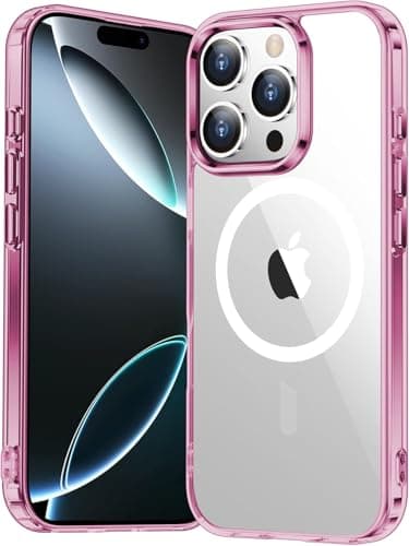 Temdan for iPhone 16 Pro Case Clear, [Compatible with Magsafe][Anti-Yellowing][Military-Grade Protection] Shockproof Slim Phone Case for iPhone 16 Pro, Pink - Image 1