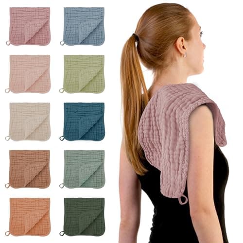 HIPHOP PANDA Muslin Burp Cloths, 10 Pack - Large 20" X10" - Ultra Absorbent and Soft 100% Cotton Baby Essentials Drool Rags and Messes for Newborn - ​Colorful Designs for Boy Girl, Multicolor - Image 1