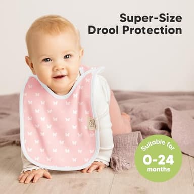8-Pack Baby Bibs for Boys, Girls - Pullover Bibs for Drooling Teething Baby Girl & Boy Toddler, Newborn, Soft & Absorbent, Cute Colors, Large Torso Coverage Keep Infant Clean & Dry (Butterflies) - Image 2